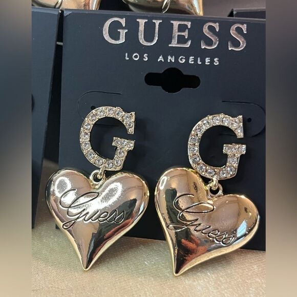 Guess Gold Crystal G Heart Earrings - Picture 4 of 6